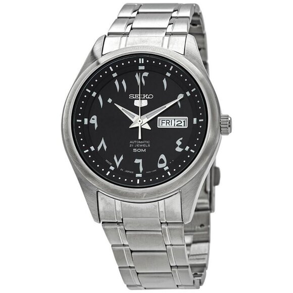 NWT Authentic Seiko 5 Automatic Black Arabic Dial Men's Watch - Picture 1 of 3